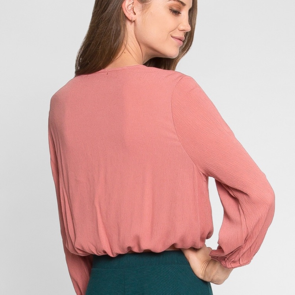 Wild Heart deep v detail top in pink - Picture 3 of 3